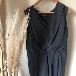 All Saints pure silk 100% grey black short dress 6